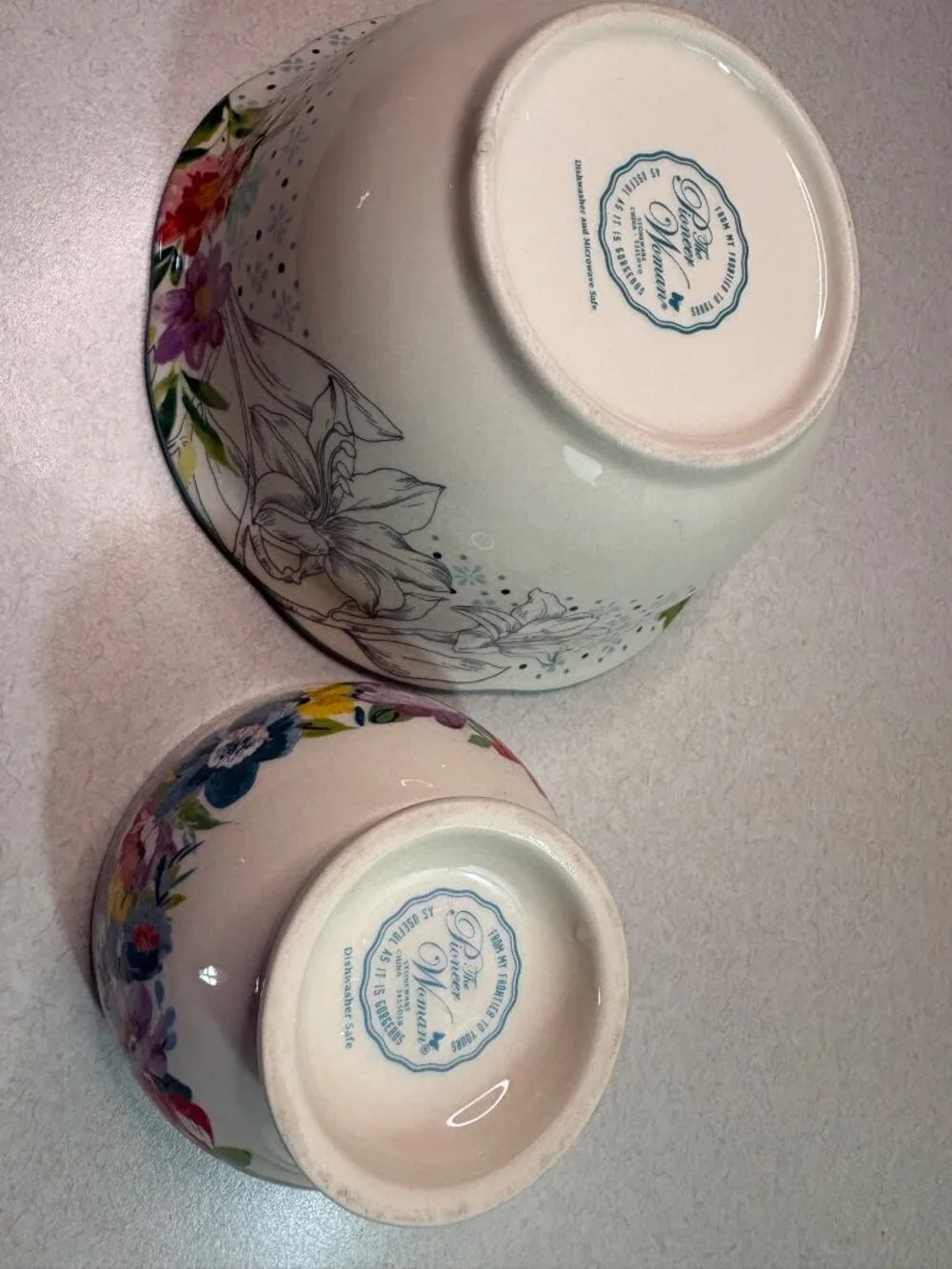 Pioneer Woman Ceramic Cereal & Fruit Bowl Set of Two Floral